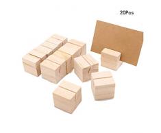 Wohlstand 20 Stück Tischkartenhalter Fotohalter Holz Kartenhalter 3 * 3 * 3cm Hochzeit Platzkartenhalter Memohalter Sitzkartenhalter Tischnummernhalter für Hochzeit Deko