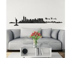 Wandkings Skyline Wandaufkleber Wandtattoo - 125 x 30 cm in schwarz - Deine Stadt wählbar - New York