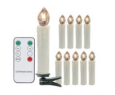 LED Weihnachtskerzen RGB Kerzen Weihnachtsbaum Lichterkette mit Fernbedienung Kabellos Timerfunktion RGB LED Wasserdichte Baumkerzen Kerzenlichter für Innen und Außen,Weihnachtsdeko,Hochzeit (Warmweiß 10 Set)