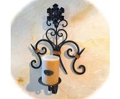 Antikas - Toller Kerzenhalter Schmiedeeisen im Landhausstil, Wand-Kerzenleuchter mit Kerze