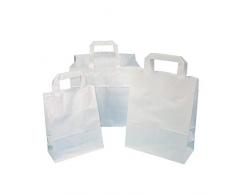 250 Papiertragetaschen Papiertüten Einkaufstüten Tragetaschen aus Papier weiß 70-80g/m² mit Innen Flachhenkel aus Papier Verschiedene Größen zur Auswahl (18+8x22cm 70g)
