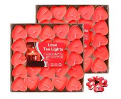 Adkwse Teelichter 100er (50 * 2) Herzform Romantische Kerzen Rauchfreie Herzkerzen für Geburtstag, Vorschlag, Hochzeit, Party, Hochzeit Verlobung, Valentinstag (Rot)