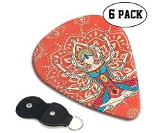 Plektren 6-tlg, Yoga-Technik mit ethnischem Kostüm Zen Disziplinieren Sie Ihren Körper und Geist Kunstdruck