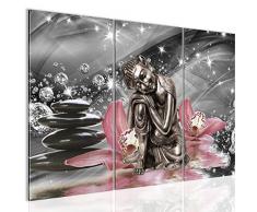 Bilder 120 x 80 cm - Buddha Bild - Vlies Leinwand - Kunstdrucke -Wandbild - XXL Format – mehrere Farben und Größen im Shop - Fertig Aufgespannt !!! 100% MADE IN GERMANY !!! - Steine – Blumen – Feng Shui 505331c