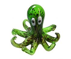 N / A Miniatur Glasfigur Krake grün H 5 x B 6 maritim Octopus Glas Figur Dekofigur