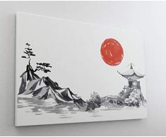 Asien Kunst Vintage Retro Japan Leinwand Canvas Bild Wandbild Kunstdruck L2225 Größe 70 cm x 50 cm