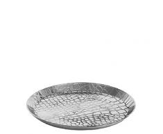 Broste Kerzenschale Crocodile Aluminium silber rund 13cm