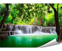 PMP-4life XXL Poster Wasserfall in Thailand Natur HD 140cm x 100cm Hochauflösende Wand-dekoration Bild für Wandgestaltung Wandbild | Fotoposter Landschaft Bäume Wasser Dschungel |