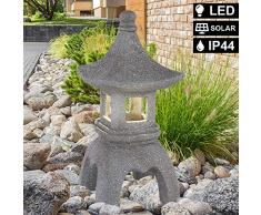 LED Solar Außen Steh Lampe Garten Asia Leuchte Pagode Statue Terrassen Strahler Globo 33567