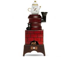 Sikora RM-E Räuchermännchen aus Holz Räucherofen mit Katze, Farbe/Modell:E01 braun/rot - Räucherofen mit Kaffeekanne, Größe:Höhe ca. 19 cm