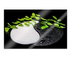 Acrylglasbilder 80x50cm Wellness Yin Yang Blätter Stein Spa Feng Shui Acryl Bilder Acrylbild Acrylglas Wand Bild 14H1010