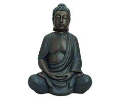 Worldconnection XXL GROSSER Buddha 100 cm STEINFIGUR Garten DEKO Figur SKULPTUR FENG Shui SITZEN