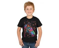 Tini - Shirts Pferde-Motiv Kindershirt - Kunstdruck Pferd - Buntes Pferdeshirt für Kinder : Horse - Tiermotiv Pferd Kinder T-Shirt Gr: XL= 158-164