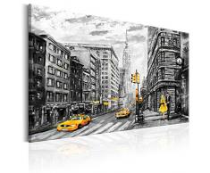 murando - Bilder New York 90x60 cm Vlies Leinwandbild 1 TLG Kunstdruck modern Wandbilder XXL Wanddekoration Design Wand Bild - Stad Manhattan Taxi schwarz weiß grau d-B-0173-b-a