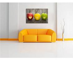 Ampel Herzäpfel in rot gelb grün Format: 60x40 auf Leinwand, XXL riesige Bilder fertig gerahmt mit Keilrahmen, Kunstdruck auf Wandbild mit Rahmen, günstiger als Gemälde oder Ölbild, kein Poster oder Plakat