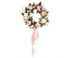 Cheerfulus Künstliche Rose Kranz Türkranz Wandschmuck Hochzeit Dekokranz Seiden Kunstblumen Blütenkranz Hause Fensterbank Hängen oder Legen Ornament