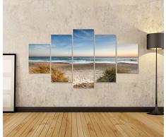 islandburner Bild Bilder auf Leinwand XXL Bild Poster Leinwandbild Wandbilder Kunstdruck 5-teilig BBL Strand Meer Sand Nordsee