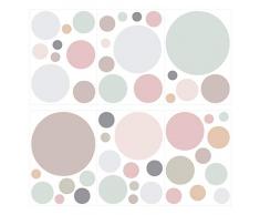 dekodino® Wandtattoo Pastell Punkte in sanften Farben 50 Stück Wandsticker Set
