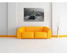 Schildkröte im Ozean schwarz/weiß Format: 120x80 auf Leinwand, XXL riesige Bilder fertig gerahmt mit Keilrahmen, Kunstdruck auf Wandbild mit Rahmen, günstiger als Gemälde oder Ölbild, kein Poster oder Plakat