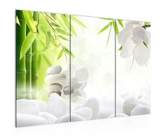 Bilder Feng-Shui Wandbild 120 x 80 cm Vlies - Leinwand Bild XXL Format Wandbilder Wohnzimmer Wohnung Deko Kunstdrucke Weiß 3 Teilig -100% MADE IN GERMANY - Fertig zum Aufhängen 011931a