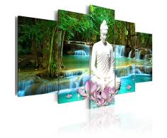 murando - Bilder 200x100 cm - Leinwandbilder - Fertig Aufgespannt - Vlies Leinwand - 5 Teilig - Wandbilder XXL - Kunstdrucke - Wandbild - Abstrakt Natur Landschaft Buddha Wasserfall Baum Wald h-C-0048-b-n