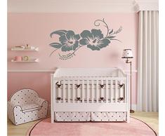 Wandtattoo / Wandaufkleber - Hibiskusblüte - Hibiskus - 80cm x 66cm grau E924