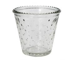 Annastore 12 x kleine Teelichtgläser Vintage klar mit Noppen H 7 cm - kleine Teelichthalter in Trichterform - kleine Windlichter Glas konisch - Teelichthalter - Kerzengläser