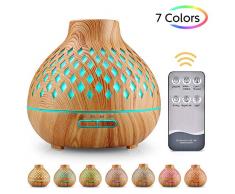 UBEGOOD Aroma Diffuser, 400ml Luftbefeuchter Ultraschall Duftlampe Atomization Elektrisch Diffusor mit 7 Farben LED Ätherische Öle Luftbefeuchter für zuhause, Yoga, Büro, SPA, Schlafzimmer