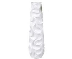 Lifestyle & More Moderne Deko Vase Blumenvase Bodenvase Wave aus Keramik weiß glänzend Höhe 72 cm
