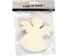 Engel Weihnachtsanhänger 566310 aus Kiefernholz - Ideal als Weihnachtsdekoration, Adventsdeko oder Christbaumschmuck. Größe 12x11 cm, 6 Stück.