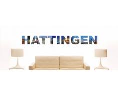 Wandtattoo farbige Wandschrift Städtename Hattingen mit Sehenswürdigkeiten 180 x 21 cm Länge