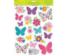 NET TOYS 19 Zauberhafte Fensterbilder Schmetterling - 43,1x30,5cm - Glitzernde Fenster -Deko Fenstersticker Blumen - Bestens geeignet für Kinderfest & Kindergeburtstag