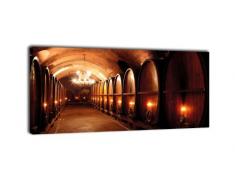 Leinwandbild Panorama Nr. 377 Weinkeller 100x40cm, Keilrahmenbild, Bild auf Leinwand, Bordeaux Chateau Wein