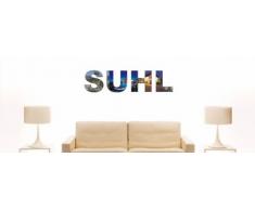 INDIGOS UG - WANDTATTOO / Wandsticker / Wandaufkleber / Aufkleber farbige Wandschrift Städtename Suhl mit Sehenswürdigkeiten 180 x 44 cm Länge
