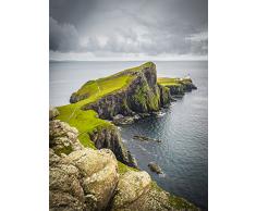 Hochwertiges Poster - Schottland 05 - Highlands Isle of Skye Landschaft Neist Point Großbritannien Meer Leuchtturm Wanddeko Druck Print Kunstdruck Fotografie Foto Artwork Art Motiv (80.0 cm x 60.0 cm)