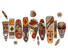 dekodino® Wandtattoo Afrika Masken in bunten Farben Wandsticker Deko