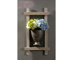GMMH Wandvase Holz Metall Antik Nostalgie Retro 70cm Design 14-4 Vase Wand Dekoration