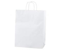 Thepaperbagstore Weiß Papiertragetaschen, Recycelbar Und Wiederverwendbar, Mit Gedrehten Griffen - Wählen Sie Ihre Größe und Menge (20, Mittel: 250 x 110 x 310mm)