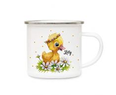 ilka parey wandtattoo-welt Emaillebecher Becher Tasse Camping Ente Entchen Blumen & Wunschname Name Kaffeetasse Geschenk eb399 - ausgewählte Farbe: *bunt* ausgewählte Größe: *2. Entchen*