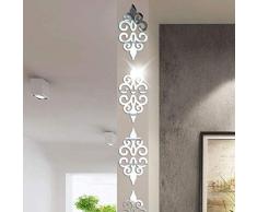 3D Acryl Wandaufkleber, Lenfesh DIY Zimmer Dekoration Specchio Moderne Spiegel Aufkleber Dekoration (Silber)