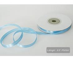 trendmarkt24 Satin-Band 6mm hell-blau 25 m Lang Floristik-Band Geschenk-Band Deko-Band Schleifen-Band Hochzeit Geburtstag Feiern Feste Taufe Satinband einfarbig 6 mm breit 206011-A