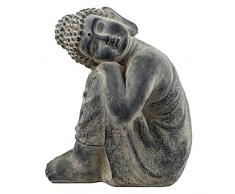 SVITA Buddha XL Buddha in verschiedenen Varianten Figur Asien Statue Skulptur Feng Shui Stein-Optik grau (48 cm, Schlafend)