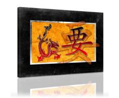 Wandbild - Chinesische Kunst - Drachen und Zeichen - Bild auf Leinwand - 50x40 cm - Leinwandbilder - Urban & Graphic - Asien - asiatisch - schwarz - rot - Gold - Bedeutung unklar