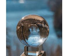 IZSUZEE K9 Kristallkugel Schneekugel Foto, 8cm Klarer Glaskugel Lensball Wahrsagerkugel mit Glas Ständer, Fotokugel für Büro Dekoration Fotografie Kugel Geburtstags Weihnachten Geschenk, MEHRWEG