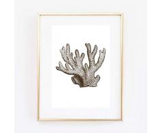 Din A4 Kunstdruck ungerahmt - Koralle Korallenzweig Maritim Vintage Antik Hampton Style Badezimmer Geschenk Druck Poster Bild