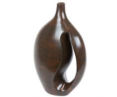 Keramik Blumenvase hoch Vase Dekovase Tischvase H - 51 cm Holzdekor braun Vanezia