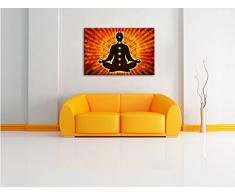 Meditation mit den 7 Chakren, Format: 80x60 auf Leinwand, XXL riesige Bilder fertig gerahmt mit Keilrahmen, Kunstdruck auf Wandbild mit Rahmen, günstiger als Gemälde oder Ölbild, kein Poster oder Plakat