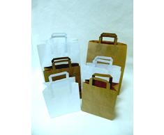 Rodenbacher Papieragentur GmbH 100 St. Papiertragetaschen braun mit Henkel 175x90x230 mm, Papiertüten, Papierbeutel, Einkaufstüten, Geschenktüten