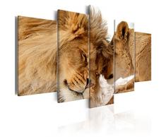 murando - Bilder Löwe 200x100 cm - Vlies Leinwandbild - 5 Teilig - Kunstdruck - modern - Wandbilder XXL - Wanddekoration - Design - Wand Bild - Löwe Tiere Afrika Liebe g-B-0034-b-m