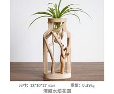 YFA Reine Handarbeit holzvase dekoriert massivholz blumentopf für kreative Glas floral hydroponischen Container Home dekorative vase a